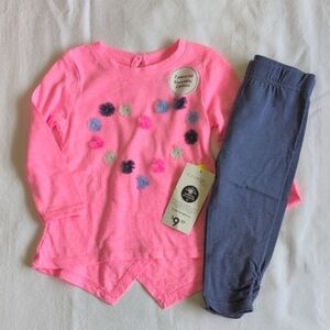 NEW george pink floral tunic top & leggings matching outfit set 6-12 months baby
